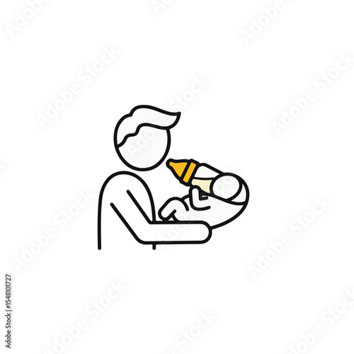 A father feeding a baby with milk bottle.