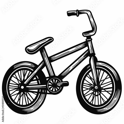 Black and white style of a BMX bicycle  