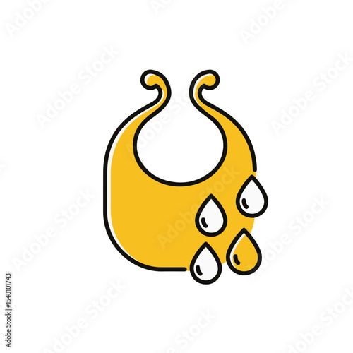 Baby bib with dripping food.