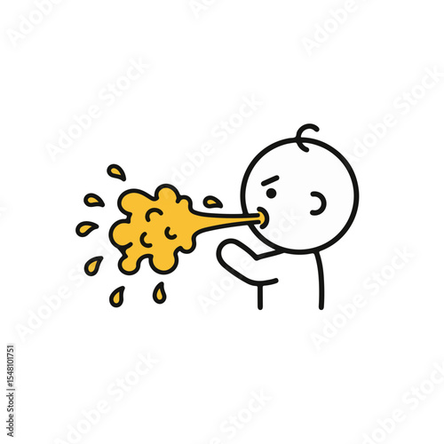 Illustration of a Figure Vomiting.