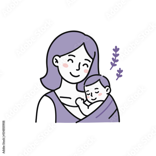 Loving mother tenderly cradling her sleeping baby, creating a moment of tender connection.