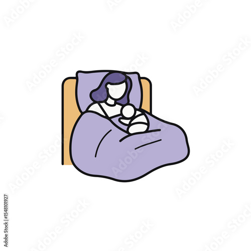 A mother breastfeeding her baby in bed, a tender moment of bonding and nurturing.