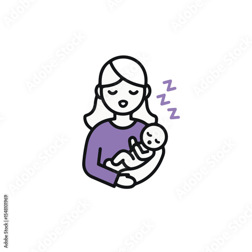 Mother and baby in a tender moment of sleep, the image of maternal care.
