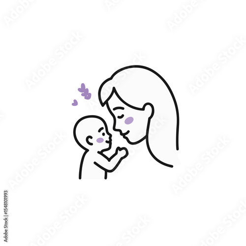 A touching illustration of a mother and her baby sharing a tender moment.