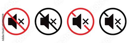 Mute and Silent Mode Icon Set – No Sound Speaker Symbol Collection