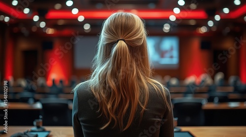 Speaker Addressing Audience at Conference