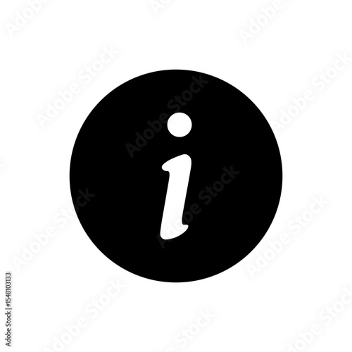 White letter i in black circle. Black Info symbol vector icon