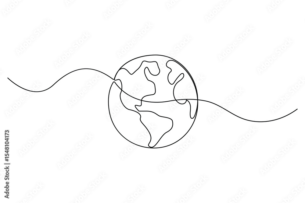 Obraz premium One line editable drawing of planet Earth and sprouting plant symbolizing green eco friendly living 