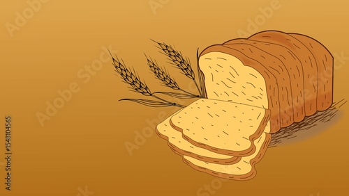 Fragrant bread with golden ears of grain