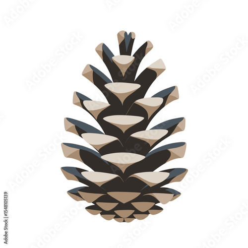 Vector pine cone illustration with geometric stylized details