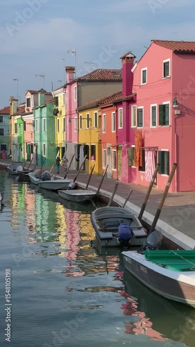 Brightly colored houses in Burano, Venice region