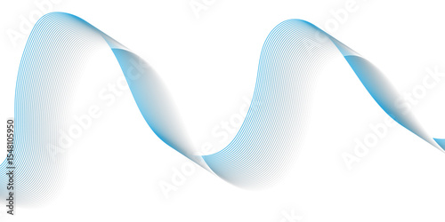 "Abstract blue wave ribbon on white background. Flowing, smooth curves and soft gradient design ideal for modern presentations, tech themes, websites, or elegant digital backgrounds"