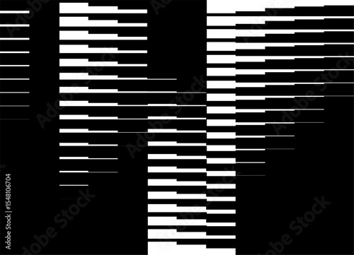 Black and white vector background. Modern pattern of abstract broken lines. Neoconstructivism. For covers, interior, packaging, textiles, posters. parallel stripes. Place for text. stripes
