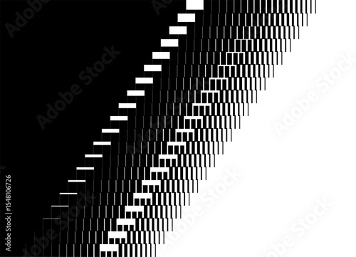 Vector transition from black to white. Abstract vector background. Modern pattern of lines. Neoconstructivism. For covers, interior, packaging, textiles, posters. Stripes, pixels