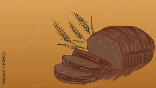 Fragrant bread with golden ears of grain