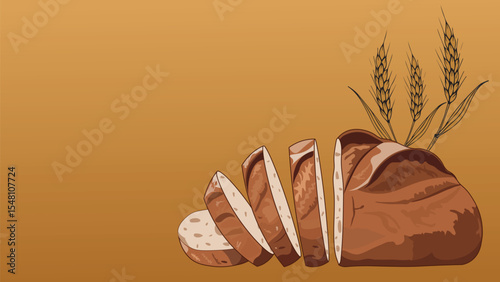 Fragrant bread with golden ears of grain
