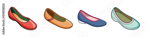 Ballet Flats Flat Illustration in Simple Minimalist Flat Style