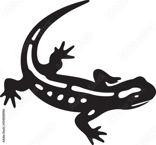 Black and white drawing of a spotted salamander, Minimal nature inspired vector design