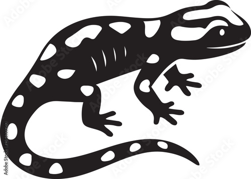Salamander silhouette black and white style, Black and white salamander illustration clean design