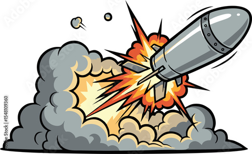 Cartoon Missile Launching with Explosive Blast
