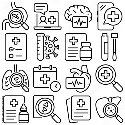 Medical Diagnostic Icons Set Outline Style (Part 3)