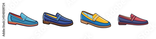  loafers Flat Style Casual Footwear Vector Illustration