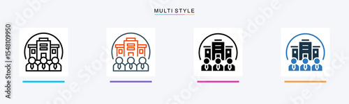 Corporate Structure multiple icon style vector illustration