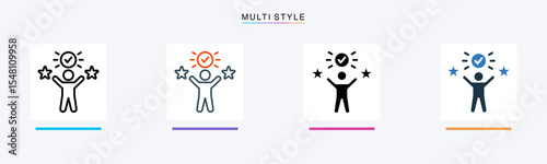 Customer Satisfaction multiple icon style vector illustration
