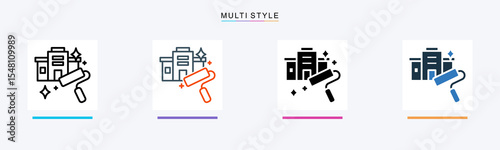 Building Renovation multiple icon style vector illustration