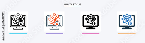 Online Revenue multiple icon style vector illustration