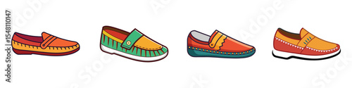 Moccasins Flat Style Casual Footwear Vector Illustration
