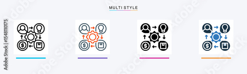 Flow Chart multiple icon style vector illustration