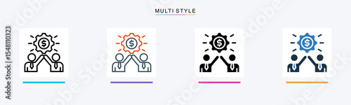 Business Partnership multiple icon style vector illustration
