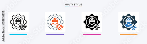 Technical Support multiple icon style vector illustration