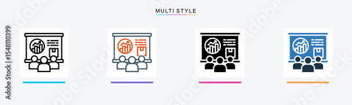 Business Training multiple icon style vector illustration