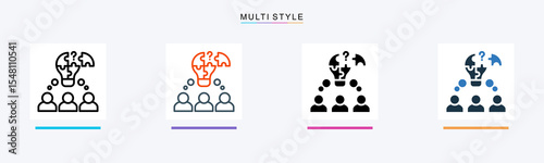 Problem Solving multiple icon style vector illustration