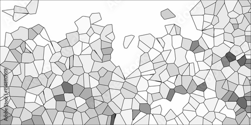 3D Shadow Effect, light gray geometric wattled mosaic pattern. Crystal mosaic and tiles background pattern. Geometric Retro tiles pattern black lines & quartz crystal voronoi diagram design.