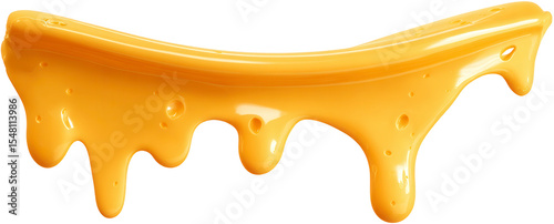Dripping Yellow Cheese Sauce Flowing Elegantly on a Transparent Background
