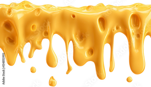 Dripping Yellow Cheese Sauce with a Smooth Texture and Rich Flavor on a Transparent Background