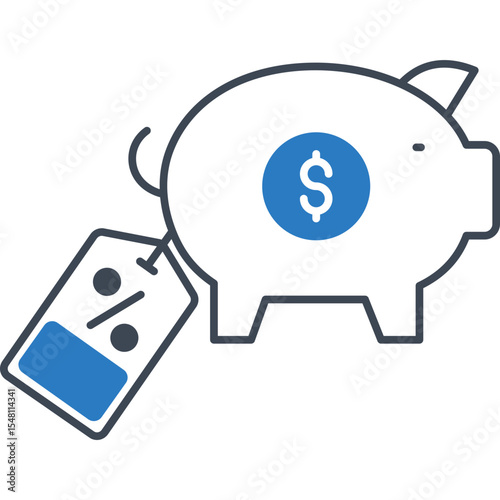 Discount vector icon in 2 color style 