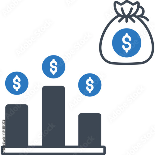 Income vector icon in 2 color style 