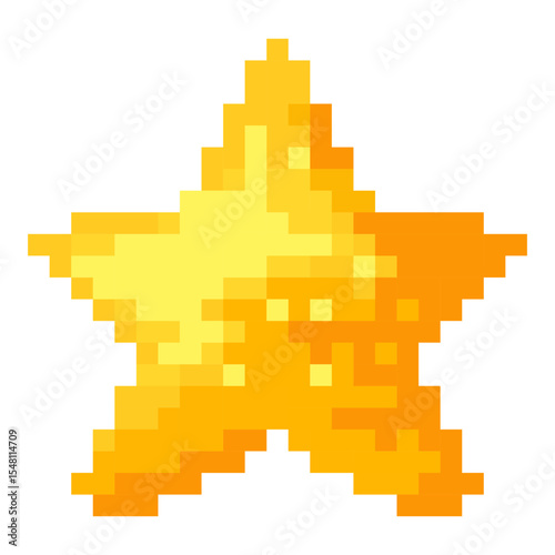 pixel art yellow star with a bright glow. The star is surrounded by a white background. The star is the main focus of the image and it is a symbol of hope or positivity