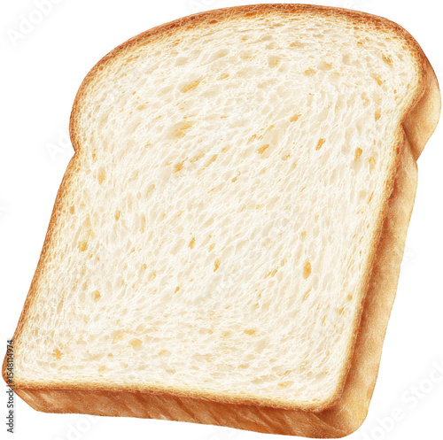 Freshly Toasted Slice of White Bread with Crispy Edges on Transparent Background