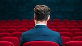 Man in Suit at Theater, Back View, Performance , Audience
