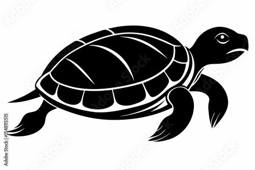 painted turtle sihouette black vector 