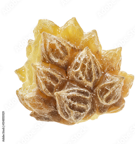 Intricate Golden Floral Shape with Delicate Petals on a Transparent Background