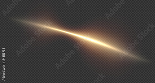 Vector png background with golden glowing lines. Golden glowing speed lines. Glow effect. Wave of light trace, fire trace line and swirl of glowing curve.For advertising,banners