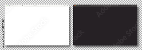 Realistic Light and Dark Mode Browser Window Mockup on Transparent Background