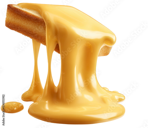 Melted Cheese Dripping Over Freshly Baked Bread Stick On Transparent Background