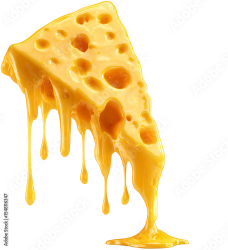 Melted Yellow Cheese Slice Dripping With Rich Flavor Isolated On Transparent Background